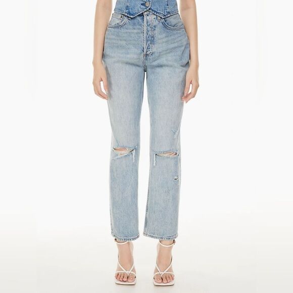 Denim Forum Light Blue Straight Leg Jeans - Picture 3 of 9
